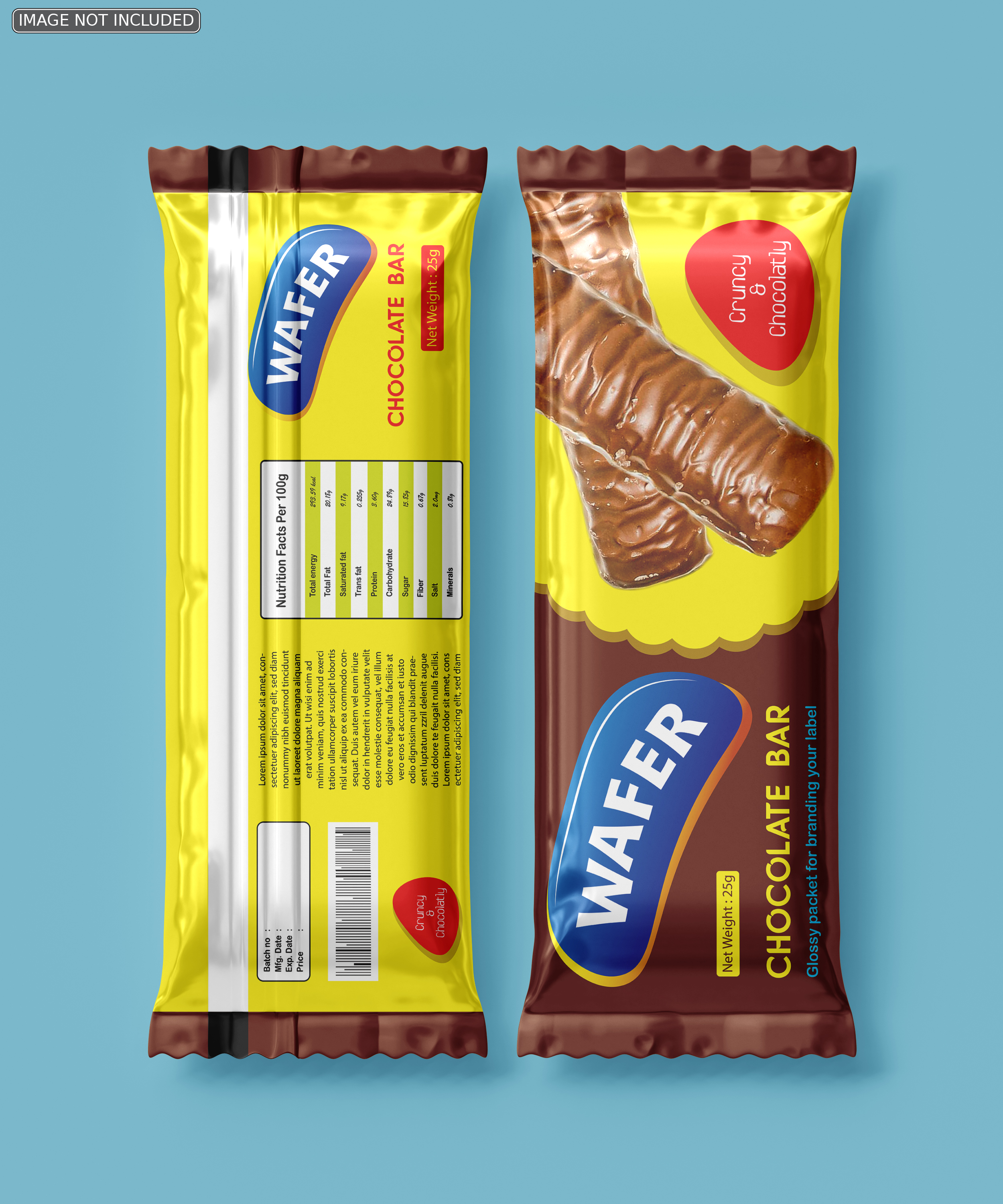 Chocolate Wafer Bar Packaging Promo | Crunchy & Chocolaty Snack Advertisement