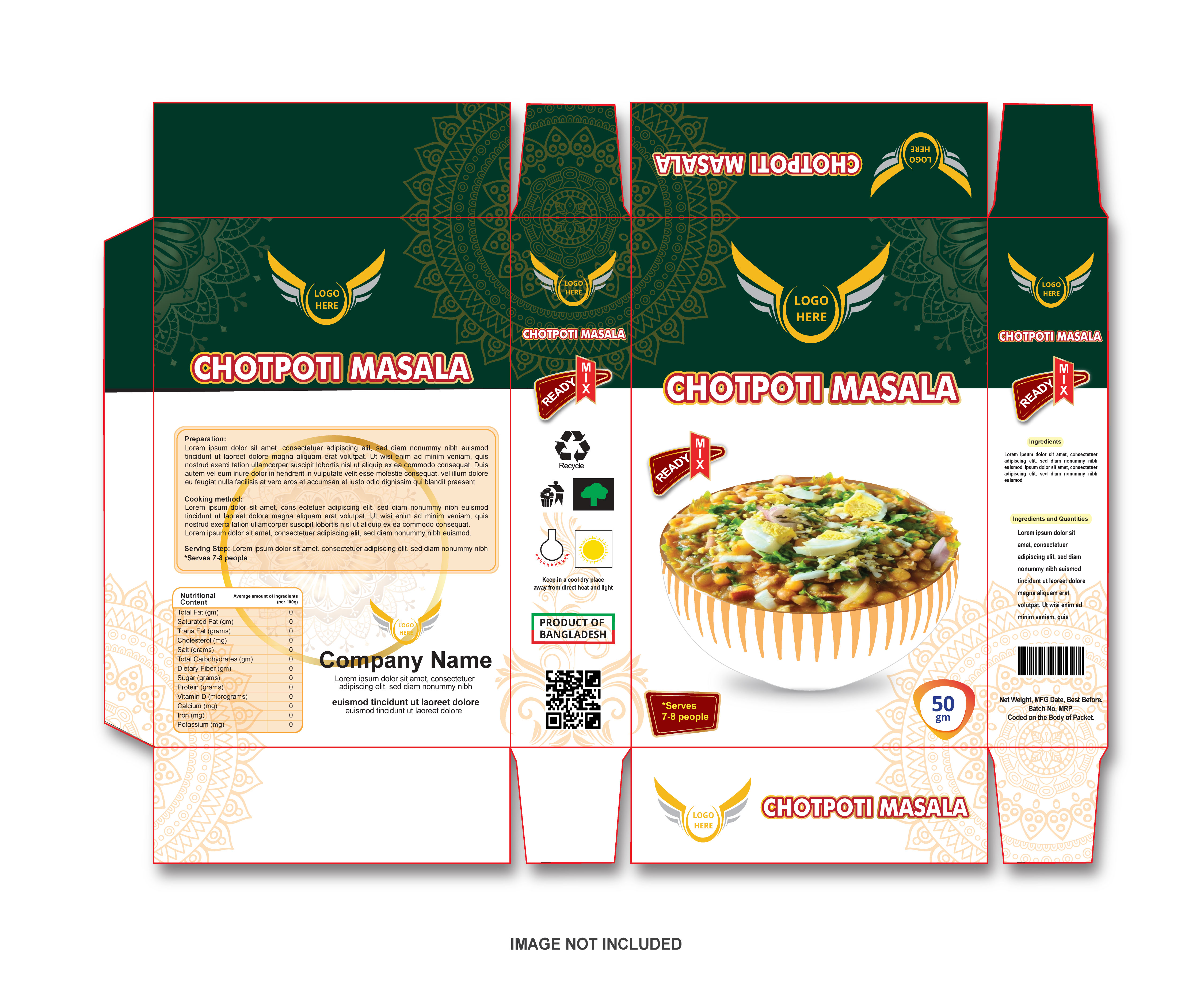Chotpoti Masala Packaging Design | Ready Mix Spice Box Mockup